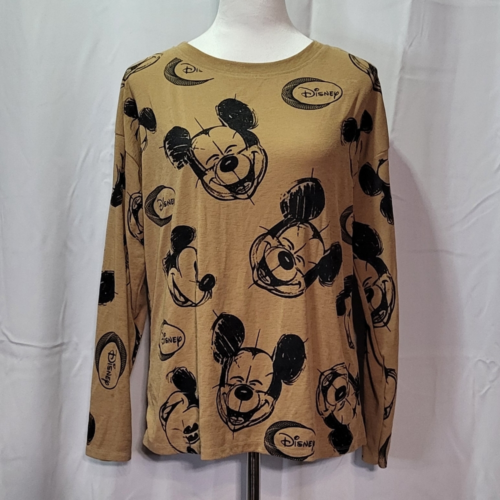 Feierhong Women's Tan Mickey Mouse Long Sleeve Graphic T-Shirt Size Large - Picture 5 of 10